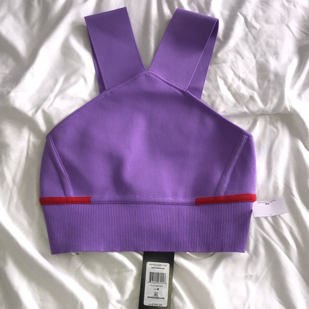 Herve Leger short and bra top set in purple size medium